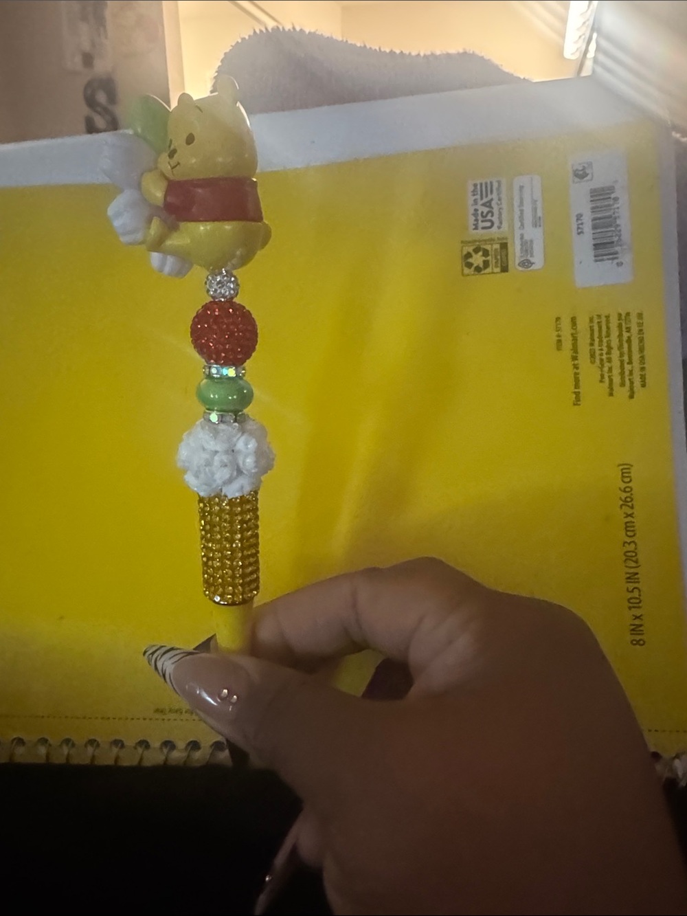 Kids Yellow Cat Beaded Pen - Cute Decorative Accessory